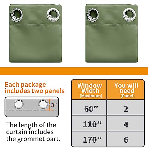 Image of YoungsTex Short Blackout Curtains for Bedroom 40 Inch Length - Thermal Insulated with Grommet Room Darkening Drapes for Basement Kitchen Cafe, 2 Panels, Olive Green, 42 x 40 Inch
