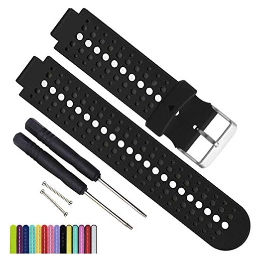 MyTime OliBoPo silikon vattentäta reservarmband och remmar med 2 st stift borttagningsverktyg + 2 st lockadaptrar för Garmin Fouerunner 220 230 235 620 630 735 GPS löpning smart armbandsur Svart