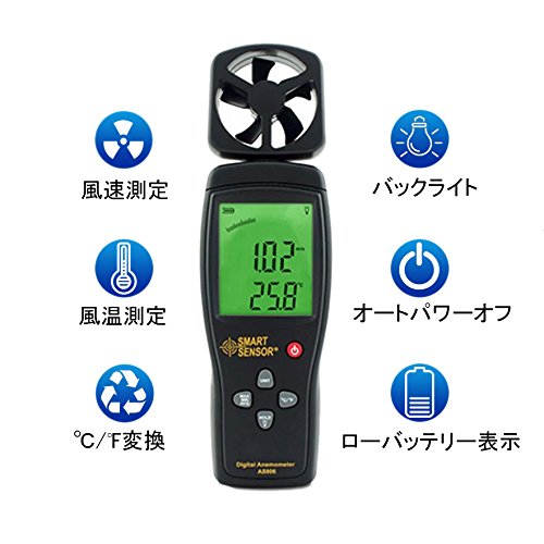 SMART SENSOR AS806 Digital Anemometer features diagram