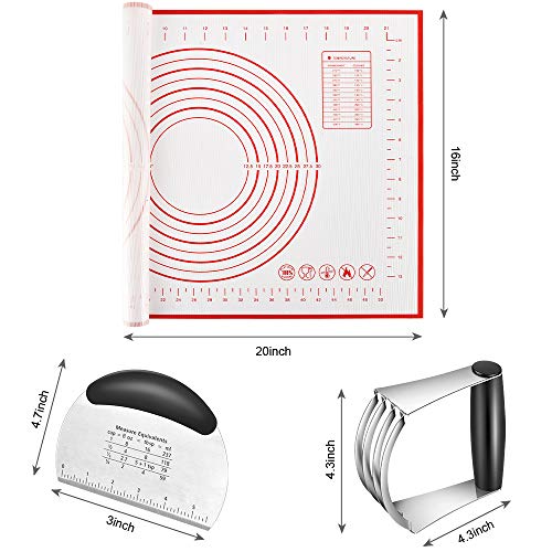 Pastry Cutter, Dough Scraper, Silicone Baking Mats - Stainless Steel Dough Cutters Pastry Blender Set in Gift Package (3 Pcs/Set), Professional Baking Dough Tools & Pastry Utensils for Home Kitchen