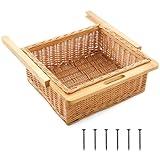 Memorywuu Rustic Wicker Pull out Cabinet Organizer Basket Drawers with Frame and Runners Slide 20' W x 20' l x 8' H for Kitchen Shelf Pantry Storage, Easy DIY Installation