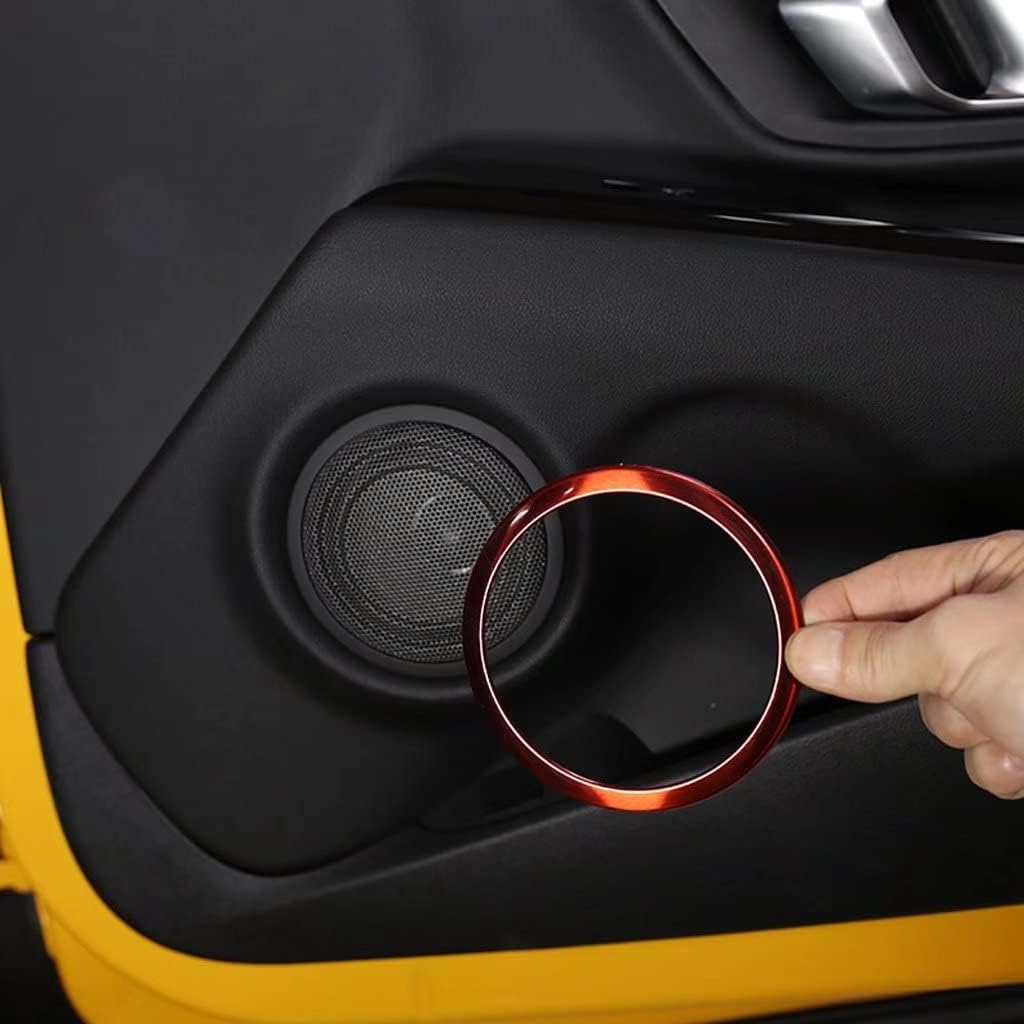 For Toyota GR Supra A90 2019 2020 2021 2022 Stainless steel Car Door Speaker Ring Trim Sticker Interior Accessories Pack of 6(Red)