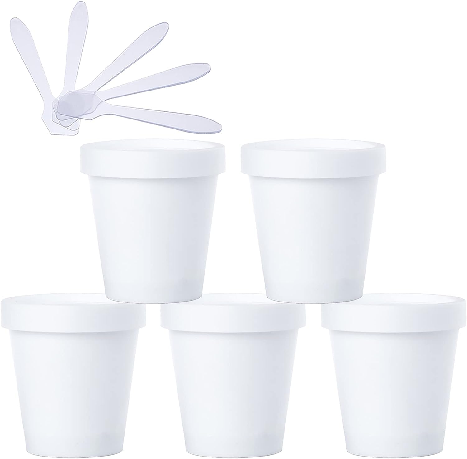 FLYIODFCXV cosmetic jar, 5 PC Plastic Storage Jars with Inner Liner for Body Hand Face Cream Lotion Gel 5X Spatula(White,200ml)