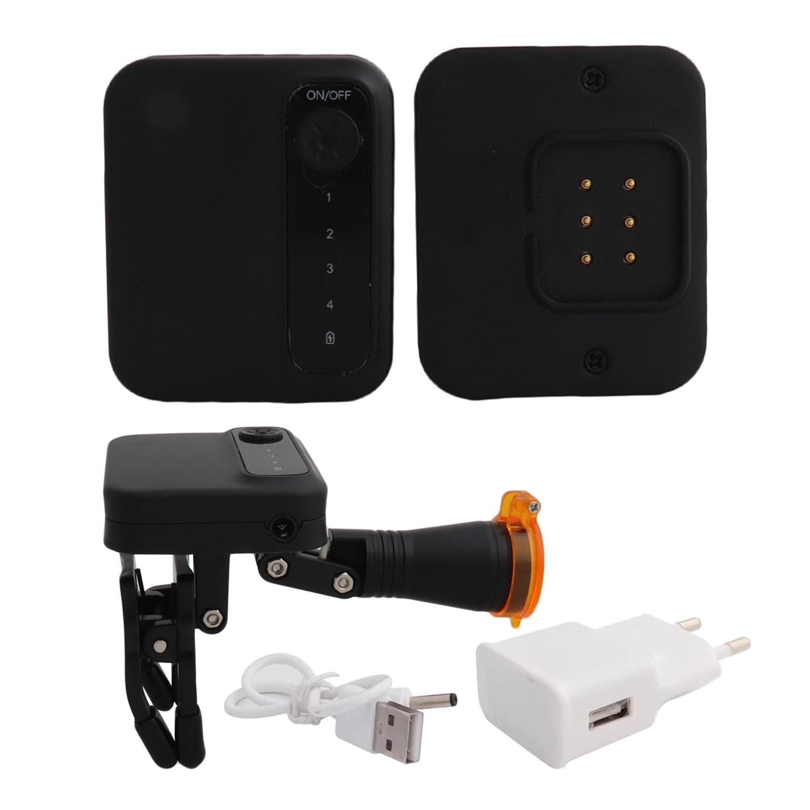 Lampada frontale a LED da 5 W senza fili, con clip, con filtro ottico, ultraleggera, regolabile, con 2 batterie magnetiche per lenti di ingrandimento mediche.(Black)