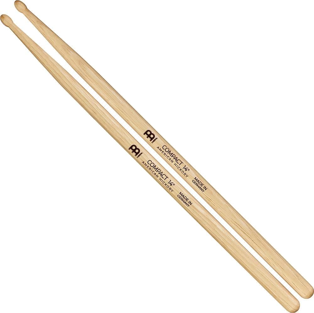 Meinl Stick & Brush Drumsticks, Compact 14" – Hickory Wood Drum Sticks with Oval Tip – Live, Practice, Drum Set, Students, E-Kits – MADE IN GERMANY