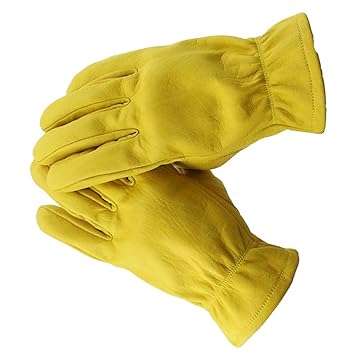 Trendy Retail Mens Motorcycle Cowhide Leather Yellow Racing Motorbike Biker Gloves Xl
