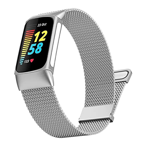 Songsier Cinturino per Fitbit Charge 5 / Fitbit Charge 6, Cinturino di ricambio regolabile in metallo in acciaio inossidabile per Fitbit Charge 5, Fitbit Charge 6 Activity Tracker Donna Uomo