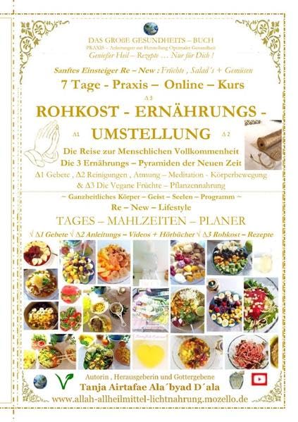 7 Tage - Praxis - Online - Kurs : ROHKOST - ERNÄHRUNGSUMSTELLUNG ( Kartoffeln optional ) ~ HIGH CARB - LOW FAT ~ mit Anleitungs-Video´s per Email: ... ~ Früchte , Salad´s + Gemüsen