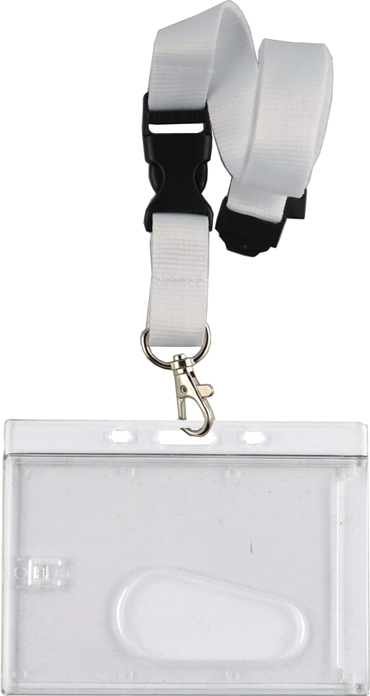 50 Stück Kartenhalter mit Schlüsselband Lanyard 20 mm breit Steckverschluss Sicherheitsclip Ausweishülle EC Kartenhalter Querformat