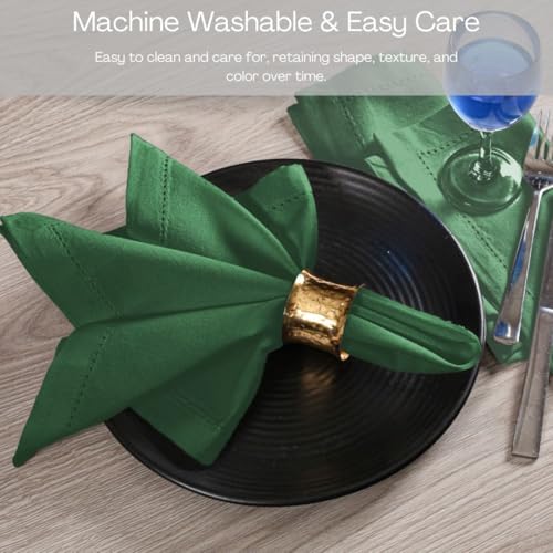 UNIQINNOW Set of 12 Hemstitch Cloth Dinner Napkins Cotton - Soft Durable Washable - Ideal for Farmhouse Party Wedding Christmas Easter - Perfect Everyday Use Table Linen Cloth Napkins 18x18 Green by UNIQINNOW - Used condition - Image 6