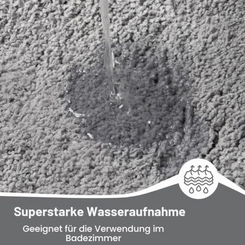 Famibay Badezimmerteppich Set 3 teilig Badteppich rutschfest Waschbar Badematte und WC Vorleger Weich Absorbierende Badvorleger Grau… – Ansicht 5
