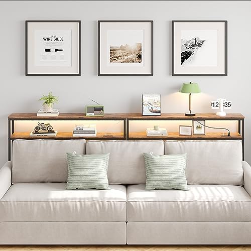 Collaredeagle 47.2 Inches Console Sofa Table With Power Outlets, Narrow Entryway Table With Led Lights, Skinny Hallway Table With Shelf thumb #1