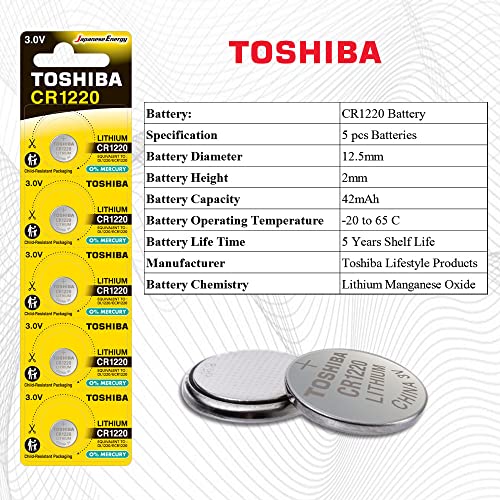 Batería botón litio Toshiba CR1220 3V pack 5 miniatura 4