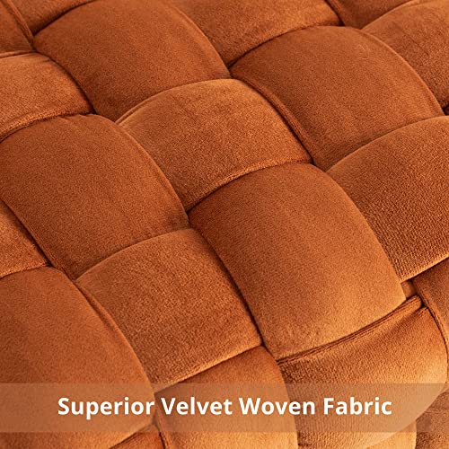 Velvet Vanity Stool , Rectangle Ottoman Foot Stool, Upholstered Make Up Bench With Gold Metal Legs And Padded Seat, Modern Indoor Bench For Living Room, Bedroom,Dressing Room, Kids Room,Pumpkin Brown #TOP4