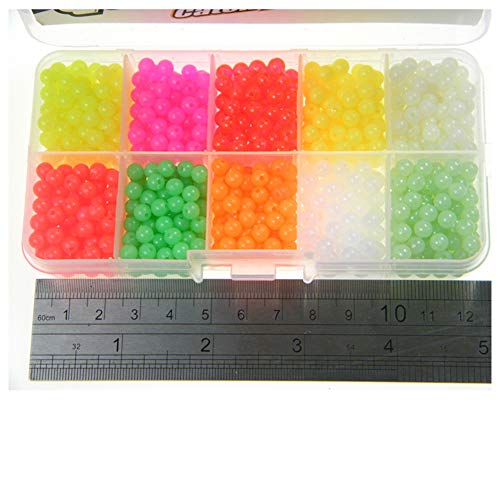 FREE FISHER Fishing Beads Assorted,Beads for Fishing Rigs, Plastic Beads Fishing,Fishing Tackle Plastic Eggs for Rig Luminous Bulk Kit(1000Pcs 0.2")
