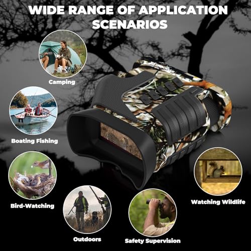 Image of WOSPORTS 4K Night Vision Goggles- 10X Optical & 8X Digital Zoom, 1315FT Infrared Range, Rechargeable 5000mAh Battery, IPX Waterproof, Ideal for Camping - Camo
