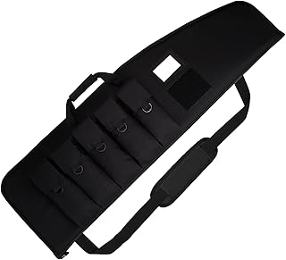 Soft-Rifle-Case Gun-Range-Bags Shooting-Hunting Sports-Storage - with Padded Transport 5 Pouches Adjustable Shoulder Strap Black 38" - LXDAZSX