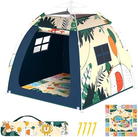 Outdoor Multi-Purpose Play House for Toddlers-Easy to Set up and Pop up Play Tent with Tunnel and Playhouse Kids Indoor Outdoor, Outdoor/Indoor Kid’s Pop Up Play House, Gift for Toddlers(Monkey)