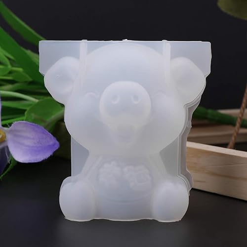 Molde de silicona para cerdo, lindo 3D sólido cerdito año palabras chinas moldes de la suerte DIY resina epoxi herramientas fabricación de joyas