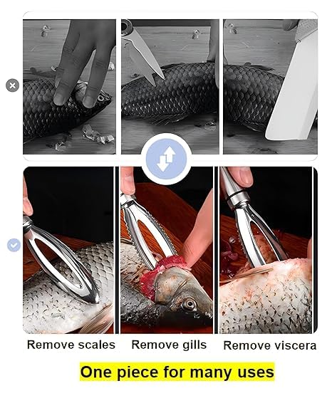 Qitzhaa prime Fish Scale Remover Stainless Steel Fish Scale Scraper, Ergonomic Handle Design for Fast Scales Peeling Multifunctional Fish Scale Planer Kitchen Gadget 4