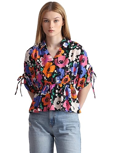 Image of ONLY Women's Polyester Floral Regular Fit T-Shirt