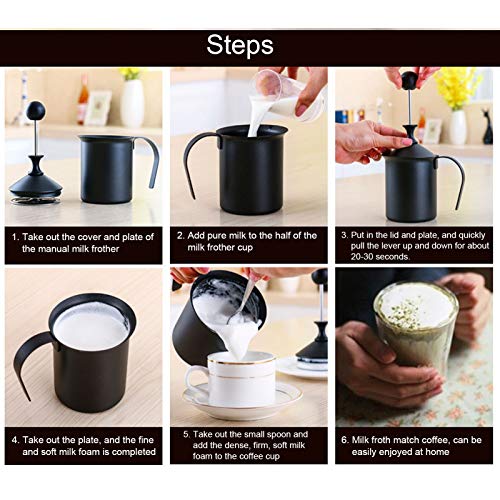 Espumante manual de leite, fabricante de espuma, espumante compacto simples, para leite de caju Coff