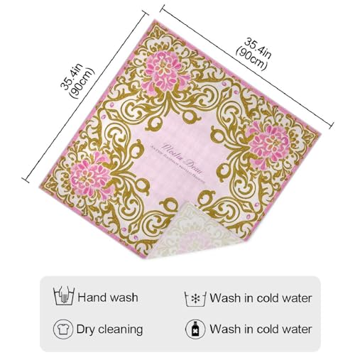 Elegant Floral Peach Gold square silk scarf elegantes pashminas for women for Gift 35x35 chales para mujer4