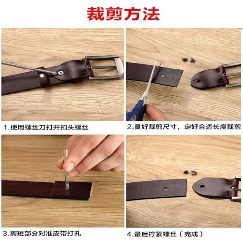 4.3cm Wide, Double-buckled, Genuine, Top-grain Cowhide Leather Belt for Men Versatile, Casual Gift for Young Men4