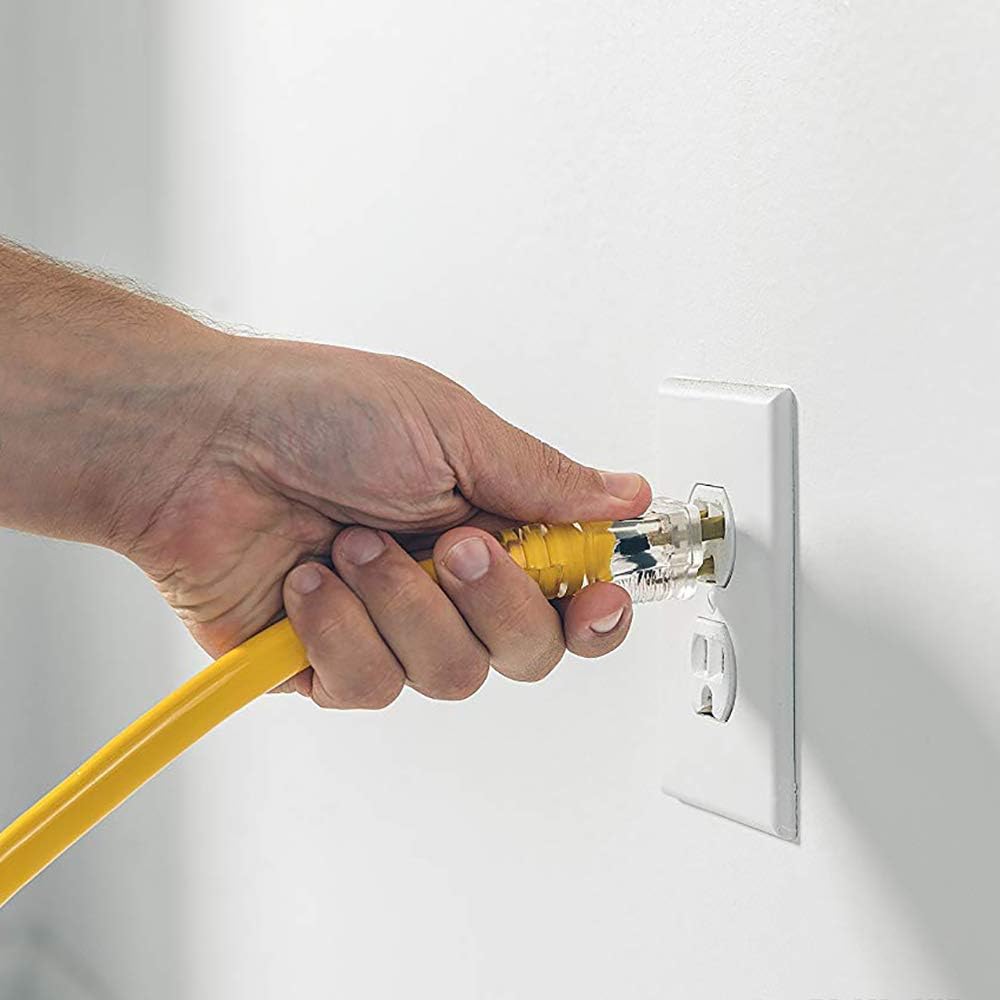 Yellow Jacket 2882 12/3 Heavy-Duty Durable SJTW Premium Contractor-Grade Inside/Outside 3 Outlet Extension Cord - - 