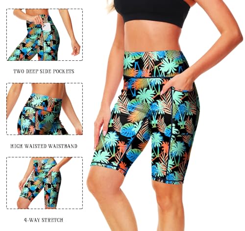 Image of AOBUTE Womens 9 inch /10 inch /11 inch Long Swim Board Shorts High Waisted UPF 50+ Biker Shorts with Pockets