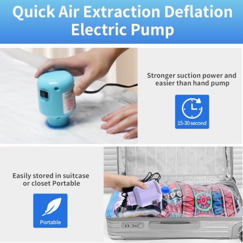 Image of HOTBAG Electric Travel Vacuum Pump for Storage Bags, Portable Vacuum Bag Pump for Clothes, Suitable for Various Vacuum Seal Bags, Blue (Storage Bags Not Included)