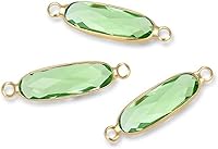 Vista 15 de CCP9-G4 - Conector de piedra natal transparente de abril de grado A de Adabele de 0.827 in, barra rectangular chapada en oro amarillo de 18