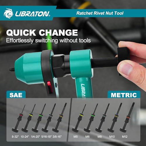 LIBRATON Rivet Nut Tool for Professional Use in Automotive Repairs
| LIBRATON Rivet Nut Tool Kit with 100PCS Rivet Nuts for Automotive Mechanics
| LIBRATON Rivet Nut Tool with Rugged Carry Case for Automotive Repair Shops