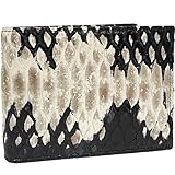 Etabeta Artigiano Toscano - Cartera de Hombre con Monedero de auténtica Piel de Serpiente certificada CITES - Blanco y Negro Pintado a Mano