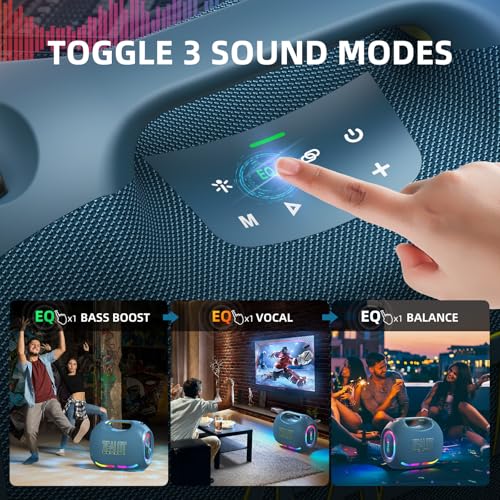 Image of 250W(RMS) / 300W (Peak) Bluetooth Speaker,Portable Wireless Speaker with Powerful Sound /Deep Bass, Multi-device Pairing, IPX6 Waterproof, 5.3 BT, 48000mAh Long Playtime for Party, Outdoor, Home (Blue)
