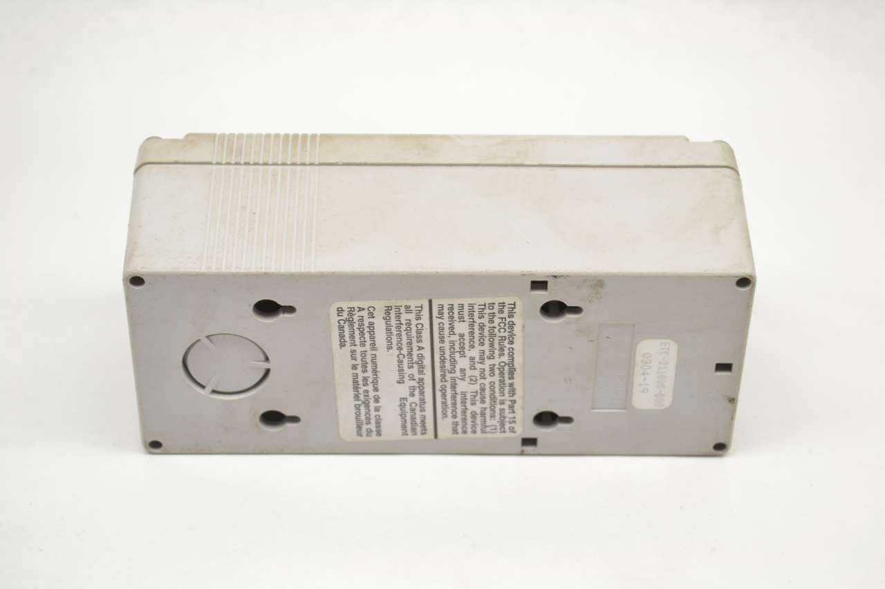 กลับ view of the Ranco ETC-211000-000 Electronic Temperature Control showing mounting holes and regulatory text.