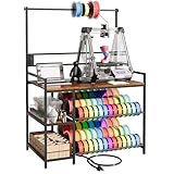 HavenlyYouth 3Dプリンタースタンド フィラメント収納付き 41インチ x 23.6インチ x 57インチ 大型3Dプリンターテーブル 充電ステーション2個付き 高耐久プリンター棚 スプールホルダーラックと収納バスケット付き