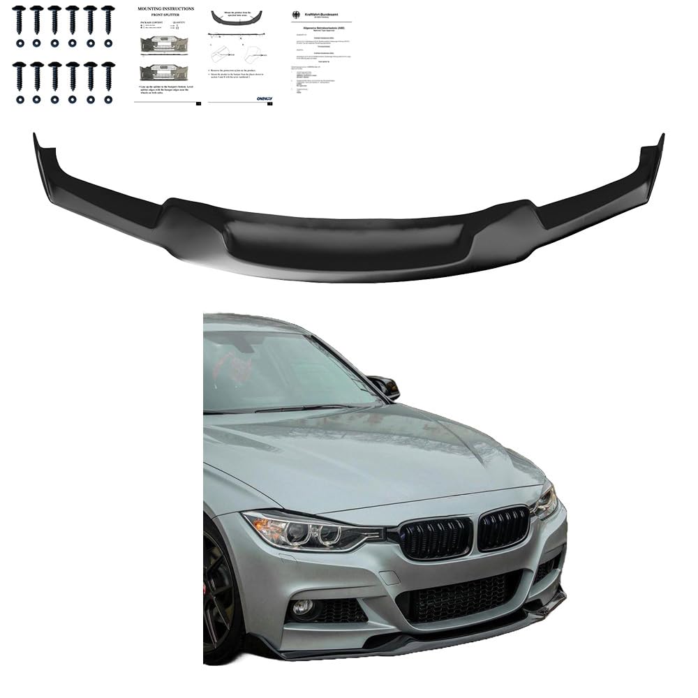 Frontlippe Frontspoiler kompatibel mit BMW 3er F30 M-Tech 2012-2019 mit ABE TÜV Schwarz Glänzend