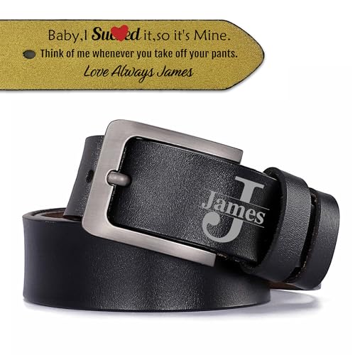 Custom 2 Sided Engraved Name Genuine Leather Belt with gift box for Men