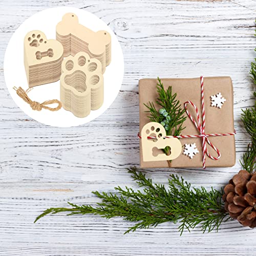 Beavorty 34Pcs Wooden Paw Print and Bone Shaped Cutouts with Rope DIY Craft Tags Pawprint Decoration for Home Decor Party Supplies and Holiday Decorations - Image 4