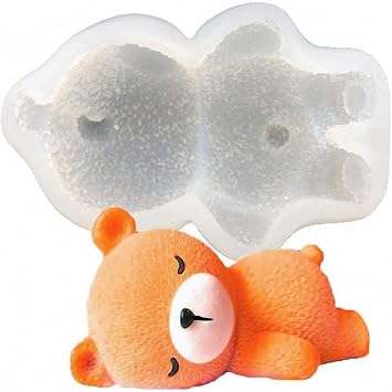 3D Sleeping Bear Figure Silicone Mold, Cute Animal Silicone Mold for Soap Making, Cupcake, and Cake Decoration