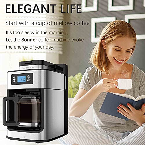 Kaffeemaschine Tropfkaffeemaschine Espressomaschine Kaffeemühle integrierte kleine Haushaltskaffeekanne geeignet für die Zubereitung von Kaffee zu Hause (Farbe: Schwarz, Größe: Einheitsgröße)