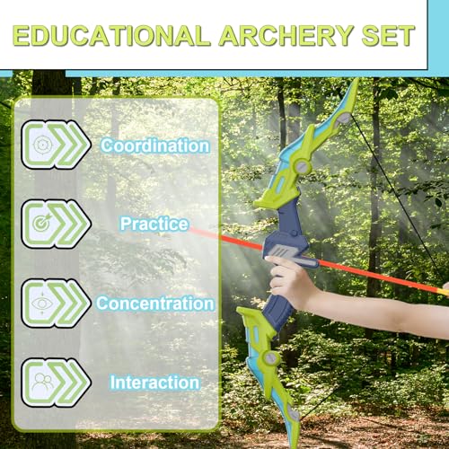 TOPWAYS Bow and Arrow Set Kids, LED Light Up Archery Toy, Indoor and Outdoor Toys Gifts for 3-12 Boy Girls - Image 3
