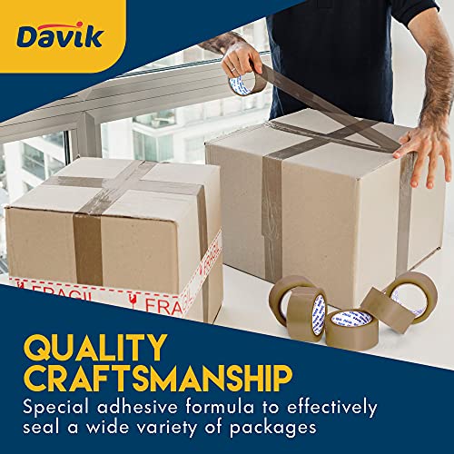 Davik - Packing Tape For Moving Boxes And Luggage, 216-Foot Long (72 Yards) And 1.88-Inch Wide Shipping Tape, Brown Tape, 6-Pack #TOP3