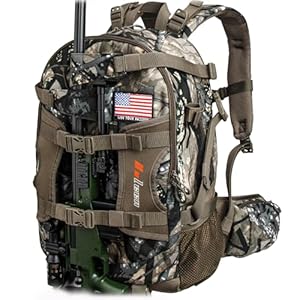 YVLEEN Hunting Backpack, Waterproof Camo Hunting Packs for Men, Durable Large Capacity Hunting Day Pack for Rifle Bow Gun