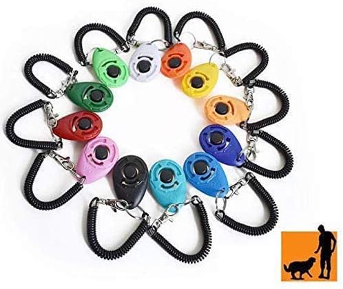 Rocutus 12 Pieces Colorful Dog Clicker Pet Dog Training Clicker,Clicker Training for Dogs Pet Trainer Clicker with Wrist Strap, Training Clicker Pet Training Ring,Train Dog, Cat, Horse, Pets