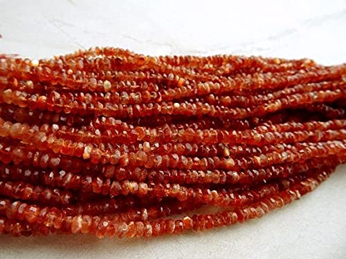 Sunstone perles rondelles facettées 2-3mm pour création de bijoux DIY