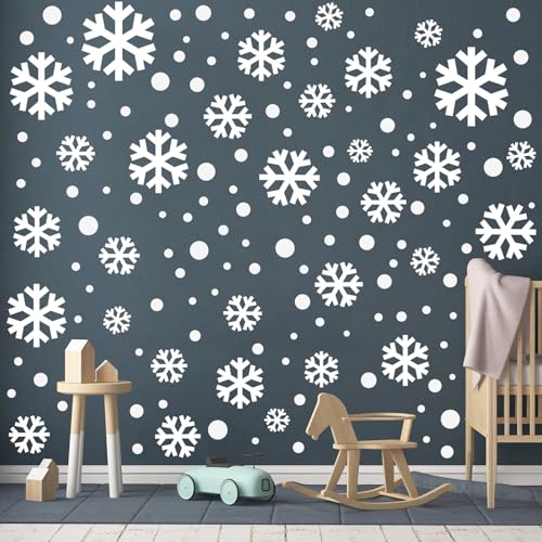 Zhanmai 200pcs/ 10 Sheet Christmas Snowflakes Wall Decal White Window Cling