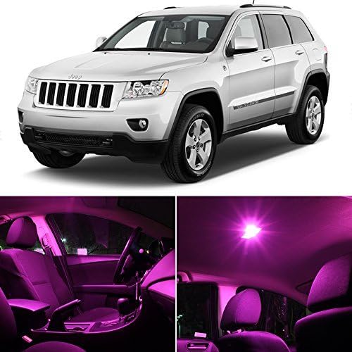 Interior LED Lights Replacement for Jeep Grand Cherokee 2011-2014 Pink Accessories Package Kit (11 Pieces)