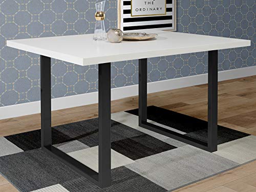 möbelando Esszimmertisch Küchentisch Speisetisch Holztisch Esstisch Tisch Talbert V Weiß matt/Schwarz